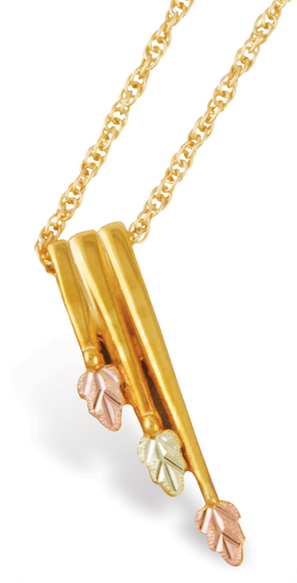 Black Hills Gold Necklace with Grape LeaF Pendant. 