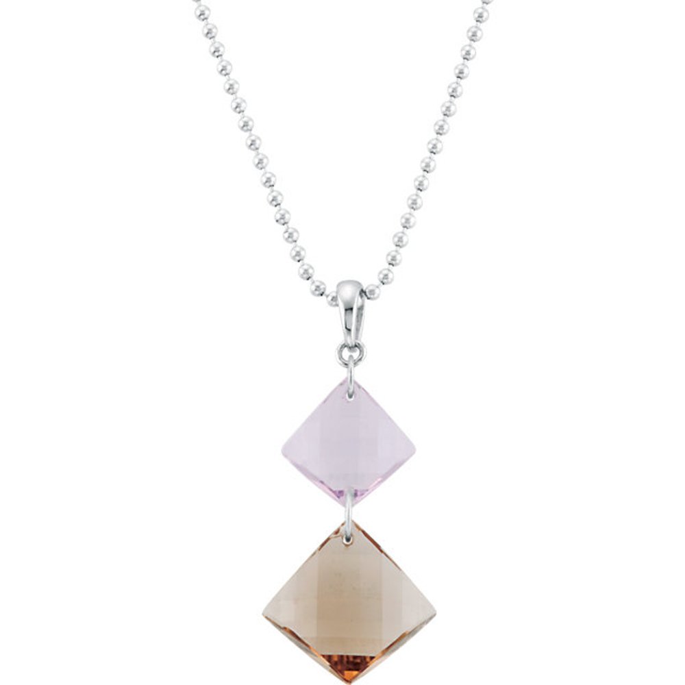 Rose De France and Smoky Quartz Pendant, Sterling Silver. 