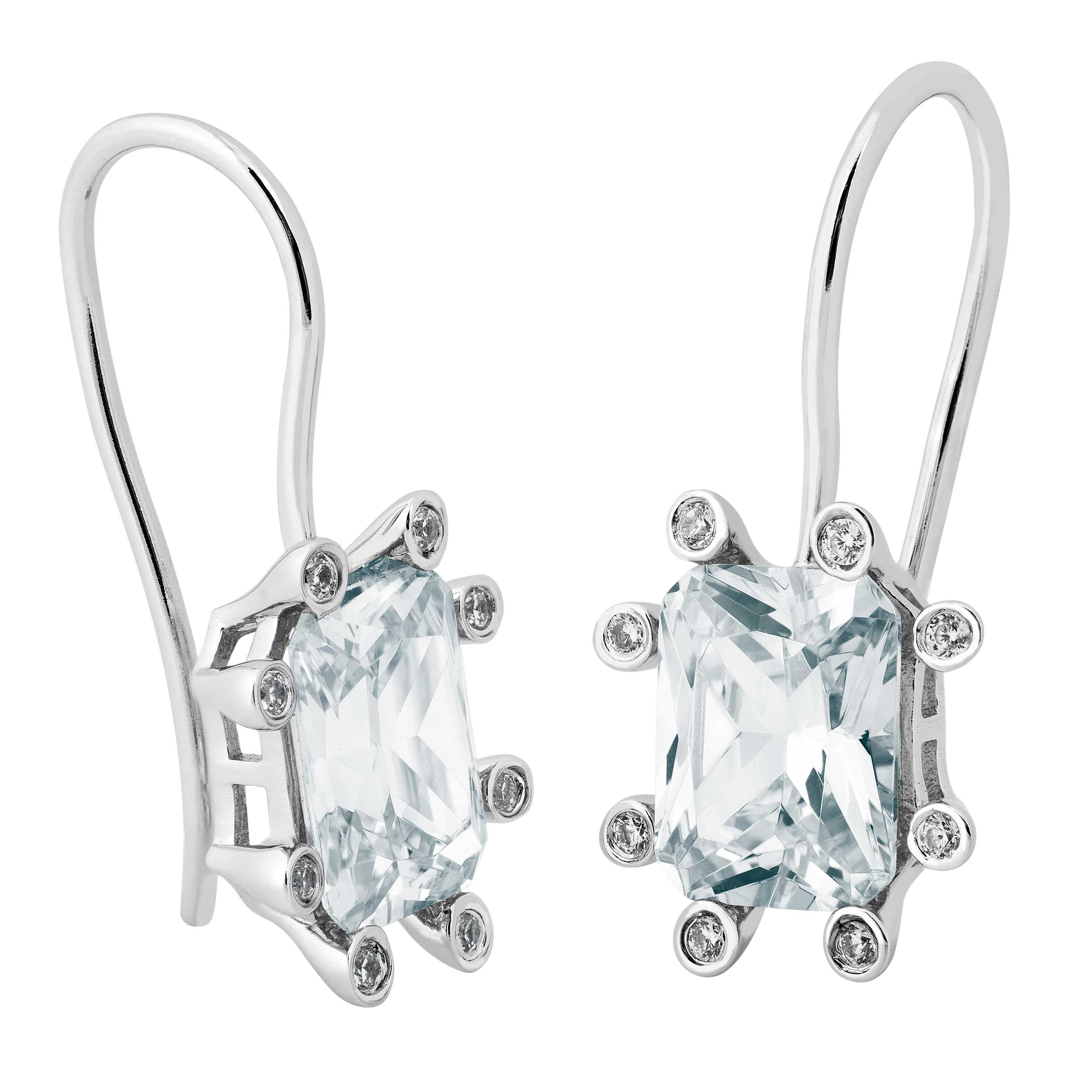 White Topaz Earrings, Rhodium Plated Sterling Silver