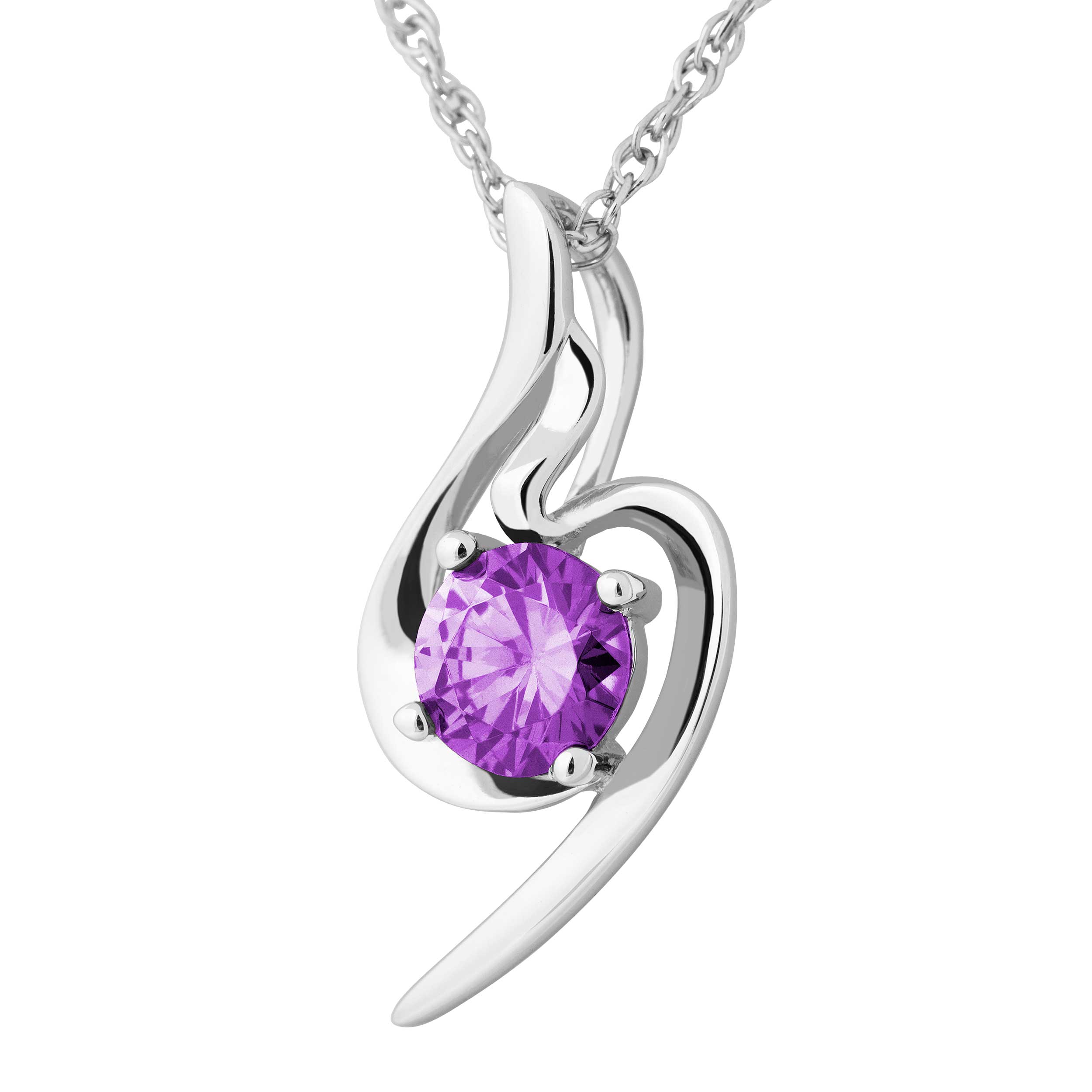 Freeform Pendant Necklace, Rhodium Plated Sterling Silver