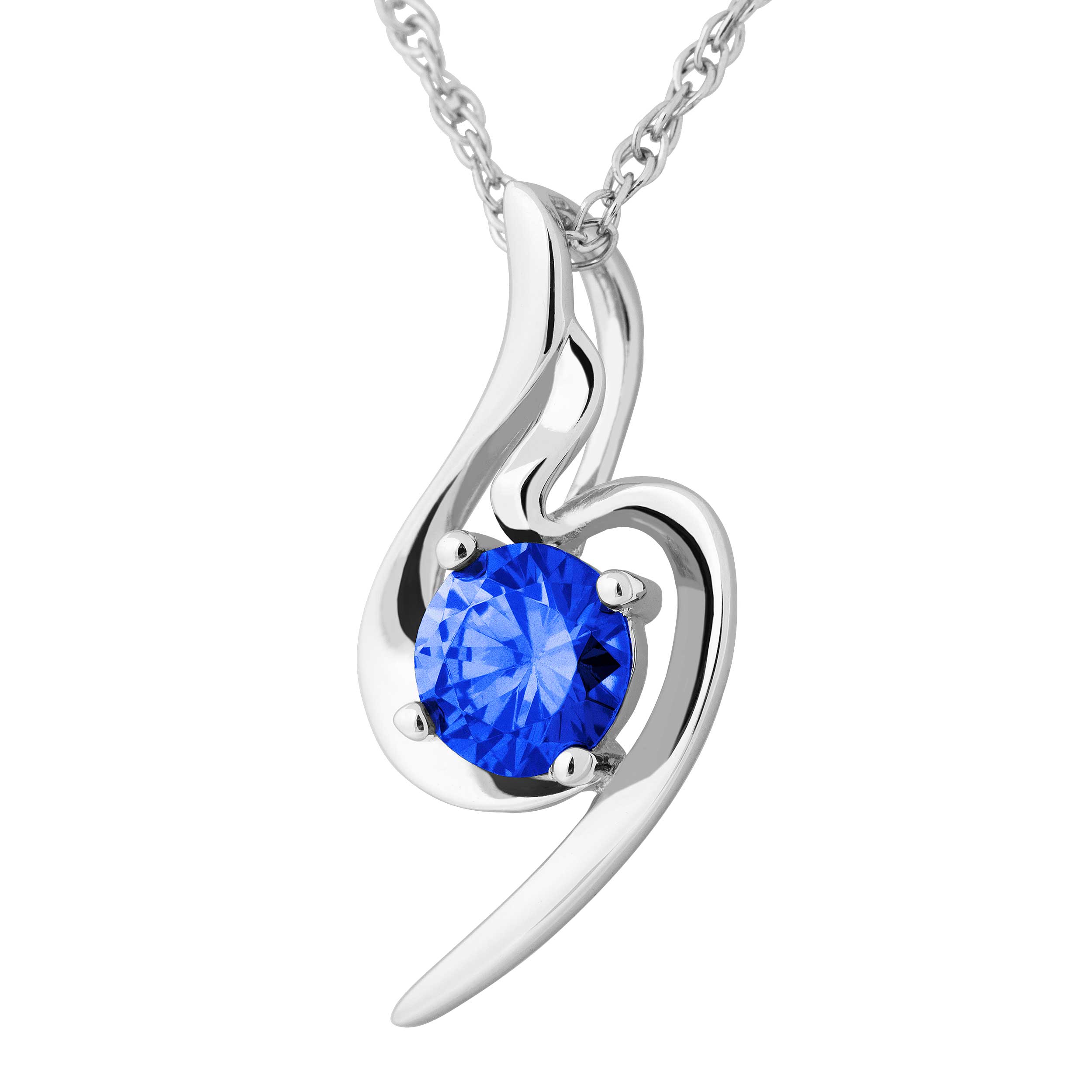 Freeform Pendant Necklace, Rhodium Plated Sterling Silver