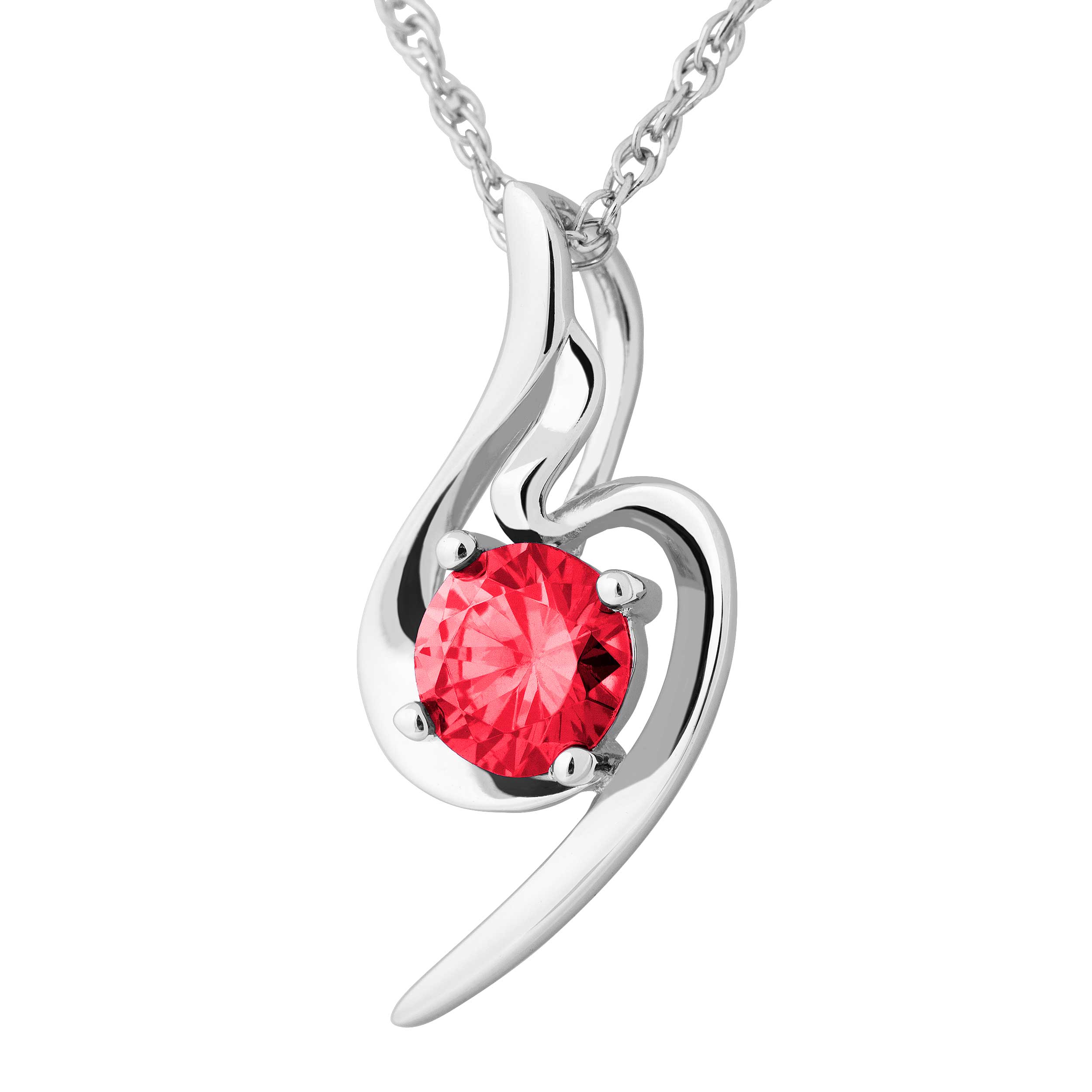 Freeform Pendant Necklace, Rhodium Plated Sterling Silver