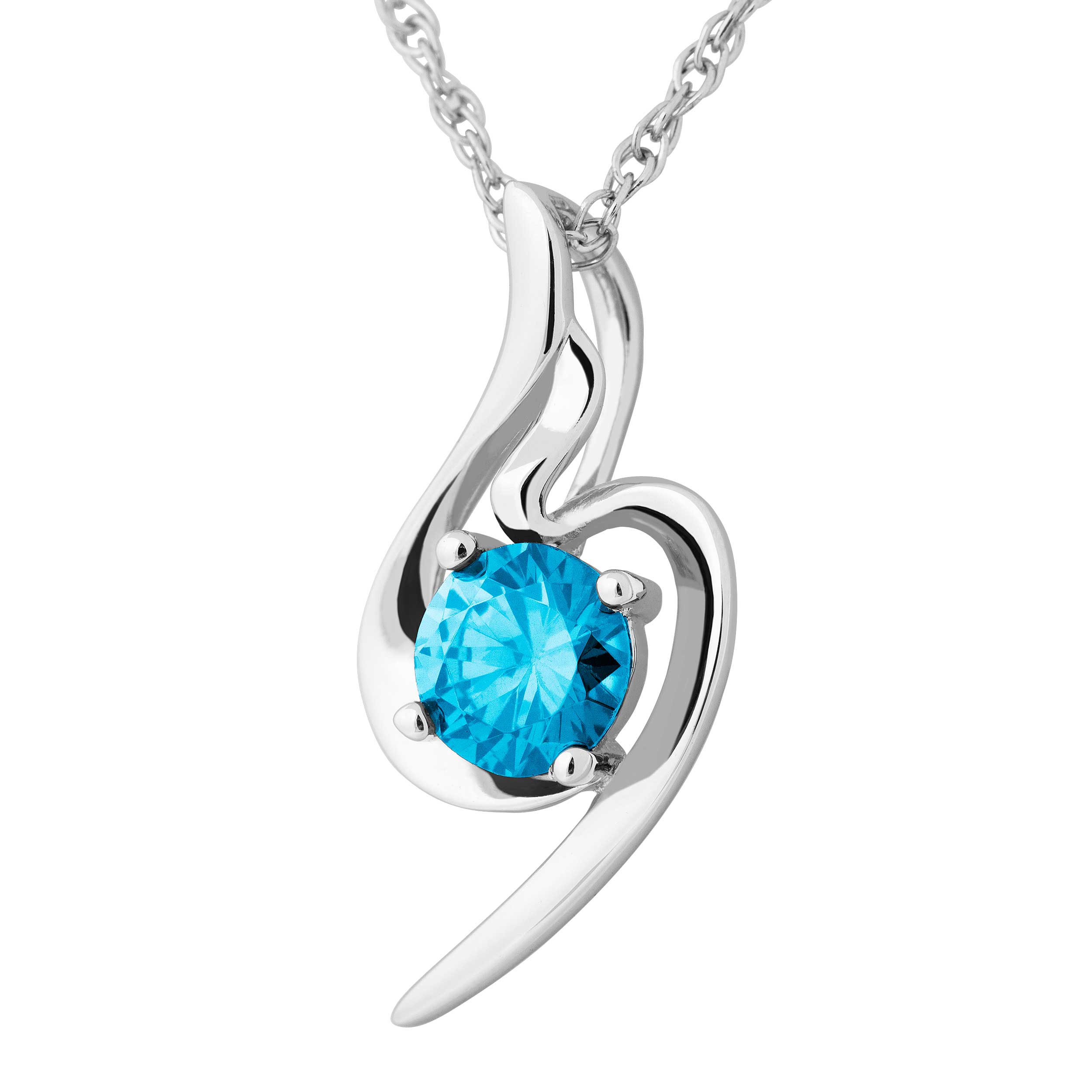 Freeform Pendant Necklace, Rhodium Plated Sterling Silver