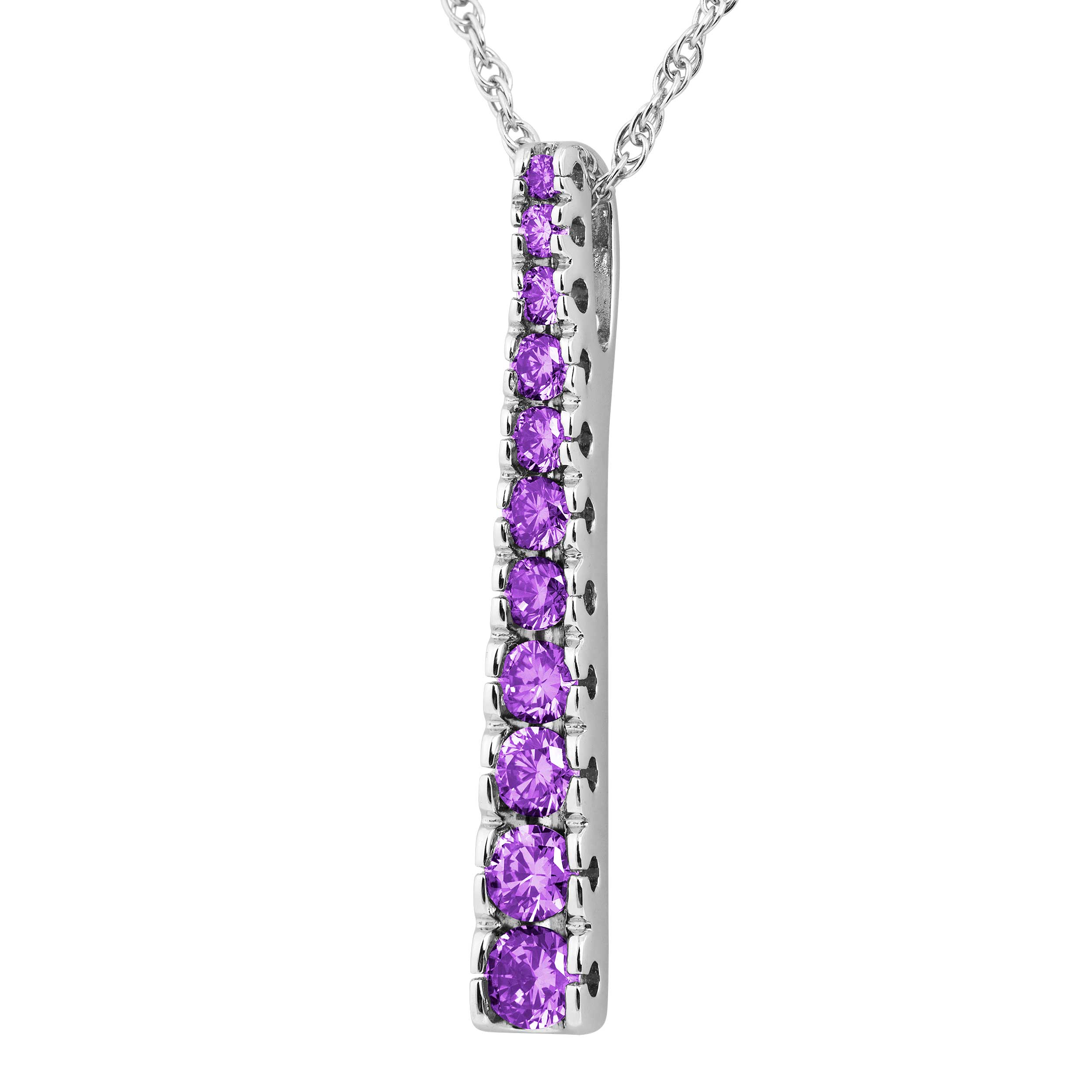 Brazillian Amethyst Gradual Pendant Necklace, Rhodium Plated Sterling Silver