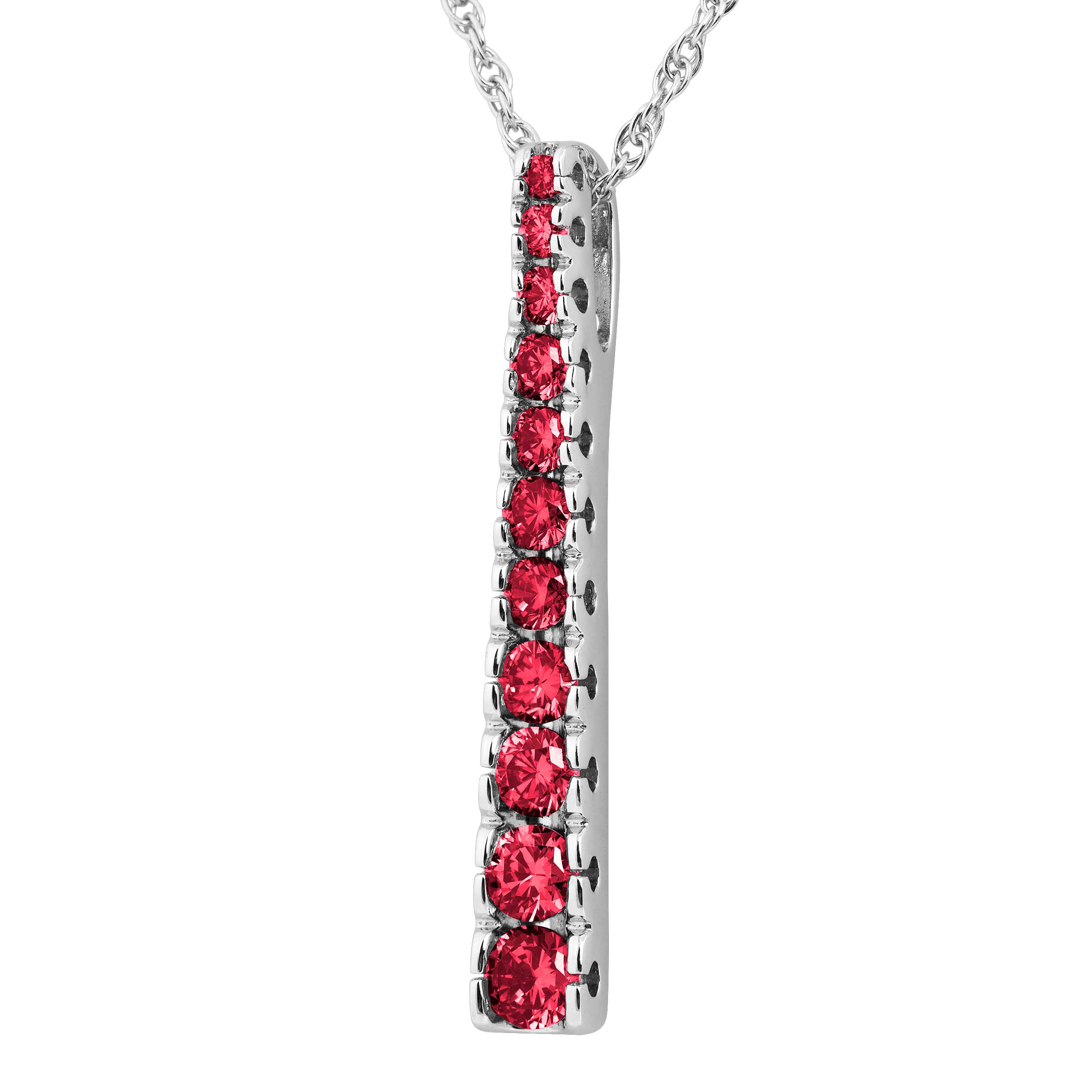 Created Ruby Gradual Pendant Necklace, Rhodium Plated Sterling Silver