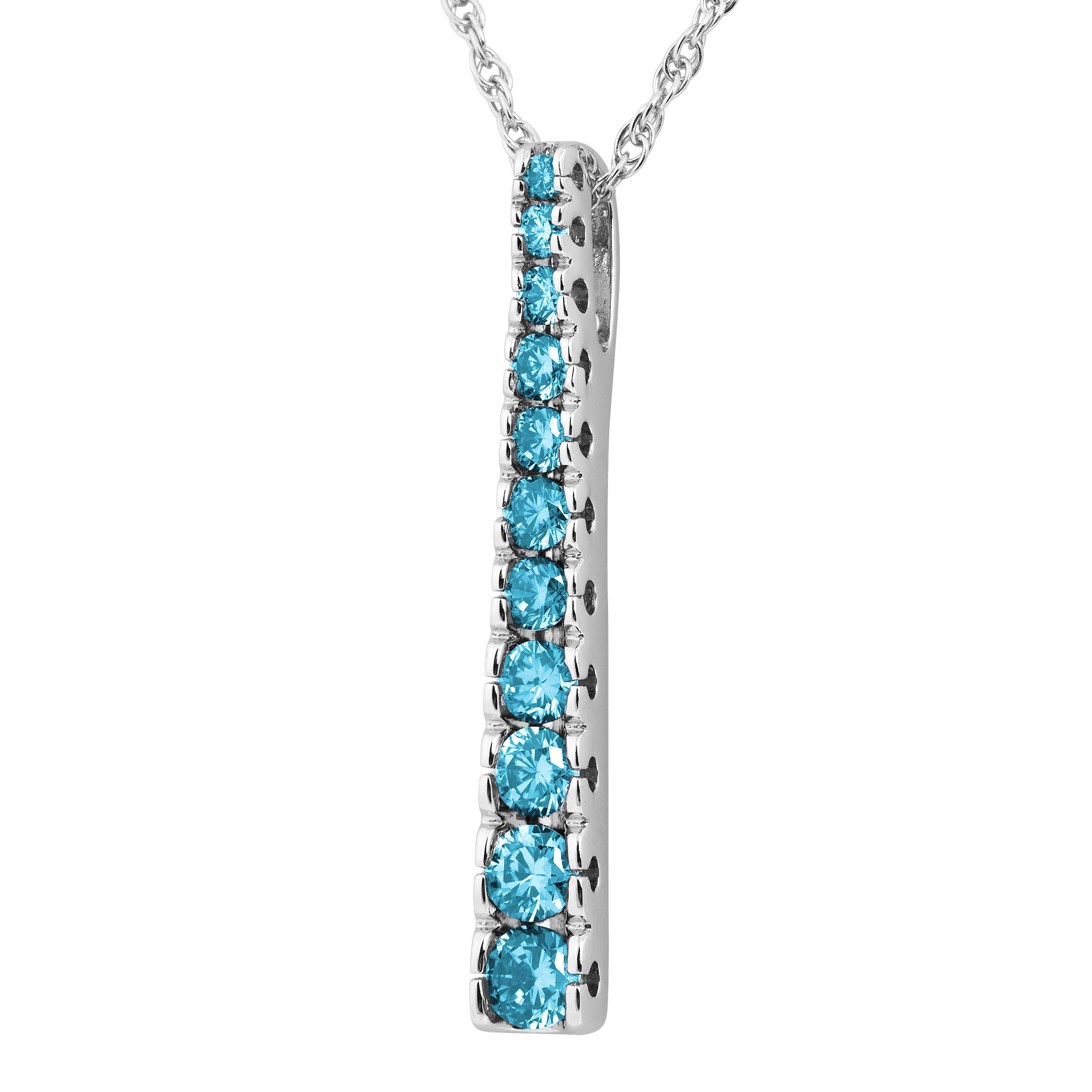  Swiss Blue Topaz Gradual Pendant Necklace, Rhodium Plated Sterling Silver