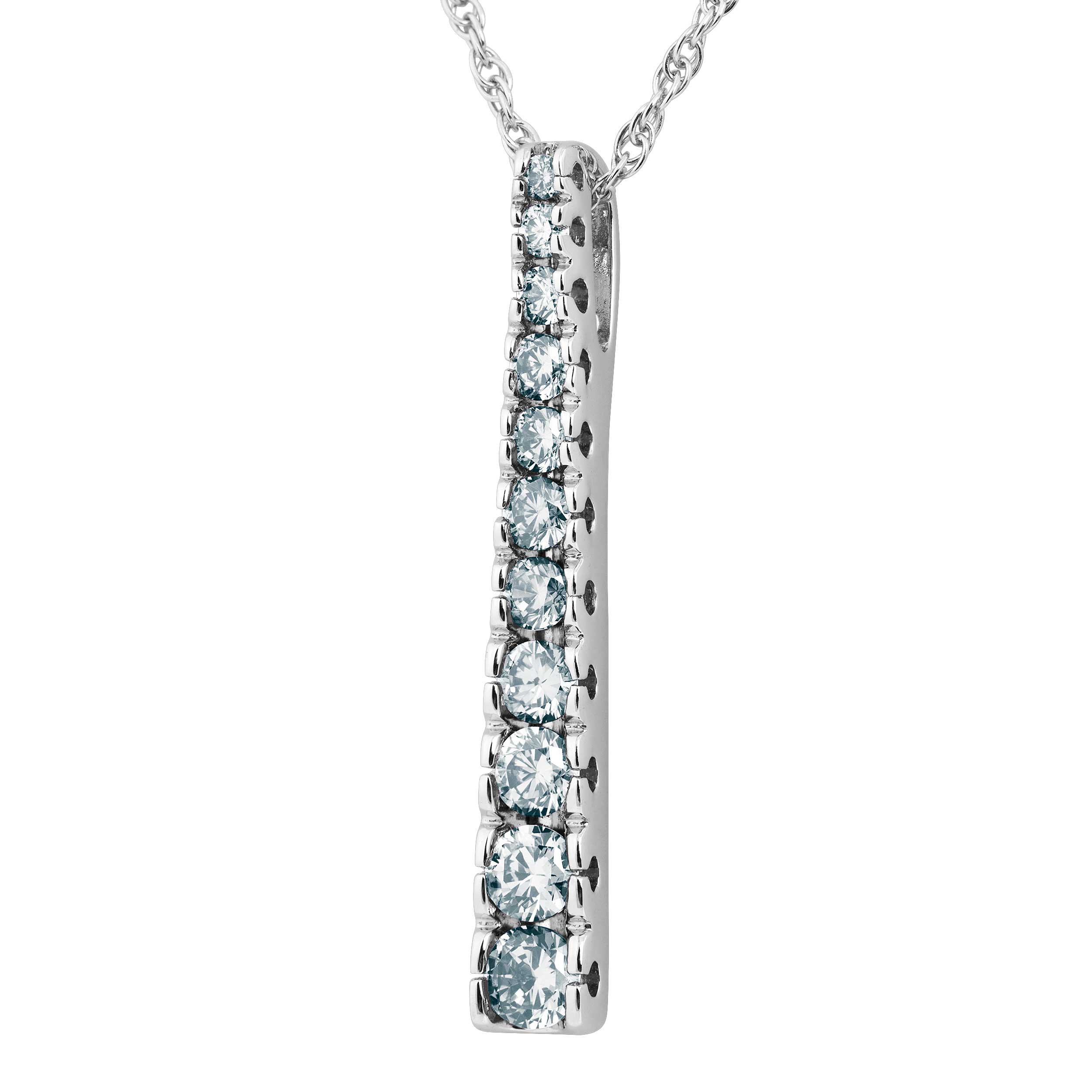 White Topaz Gradual Pendant Necklace, Rhodium Plated Sterling Silver