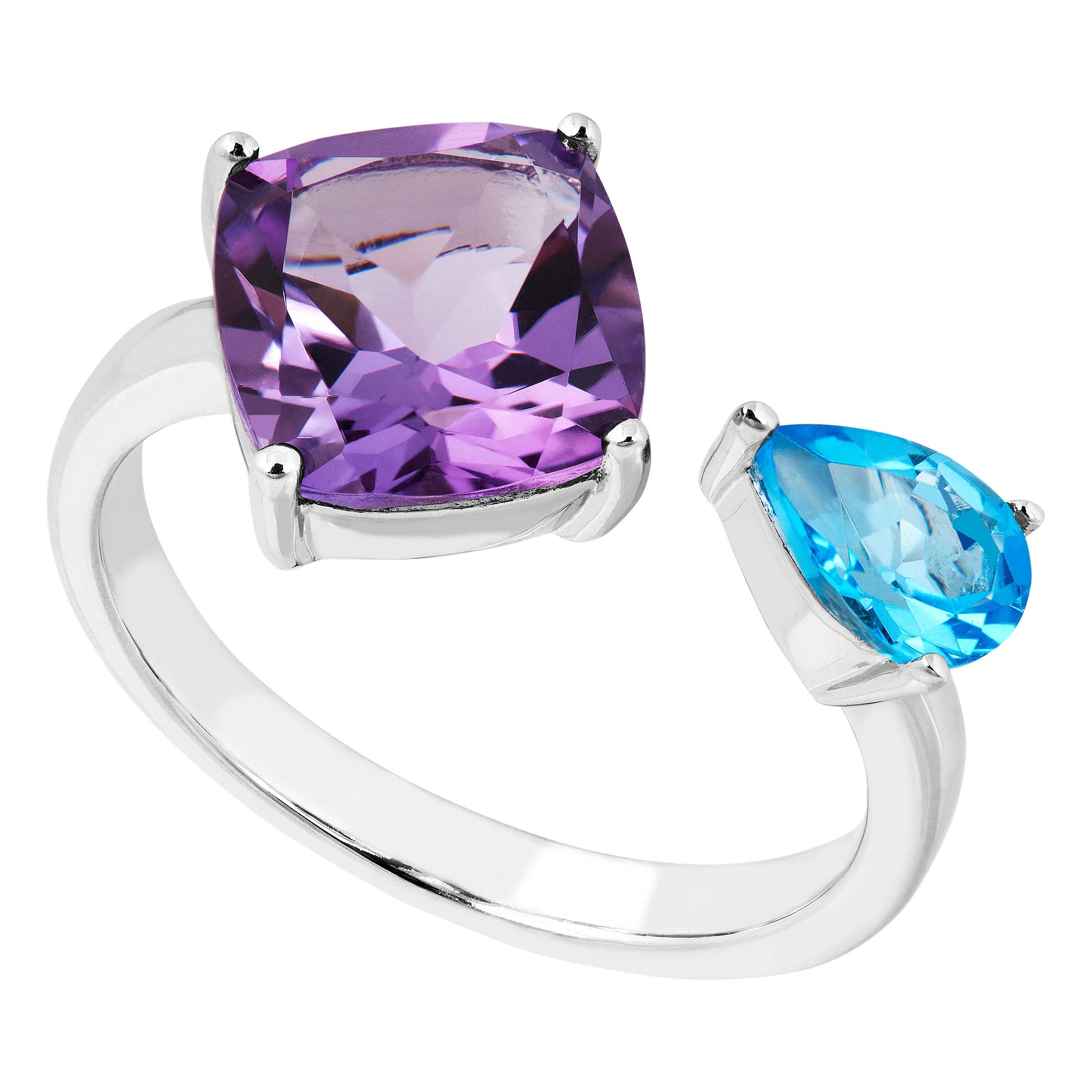 Multicolor Ring, Rhodium Plated Sterling Silver