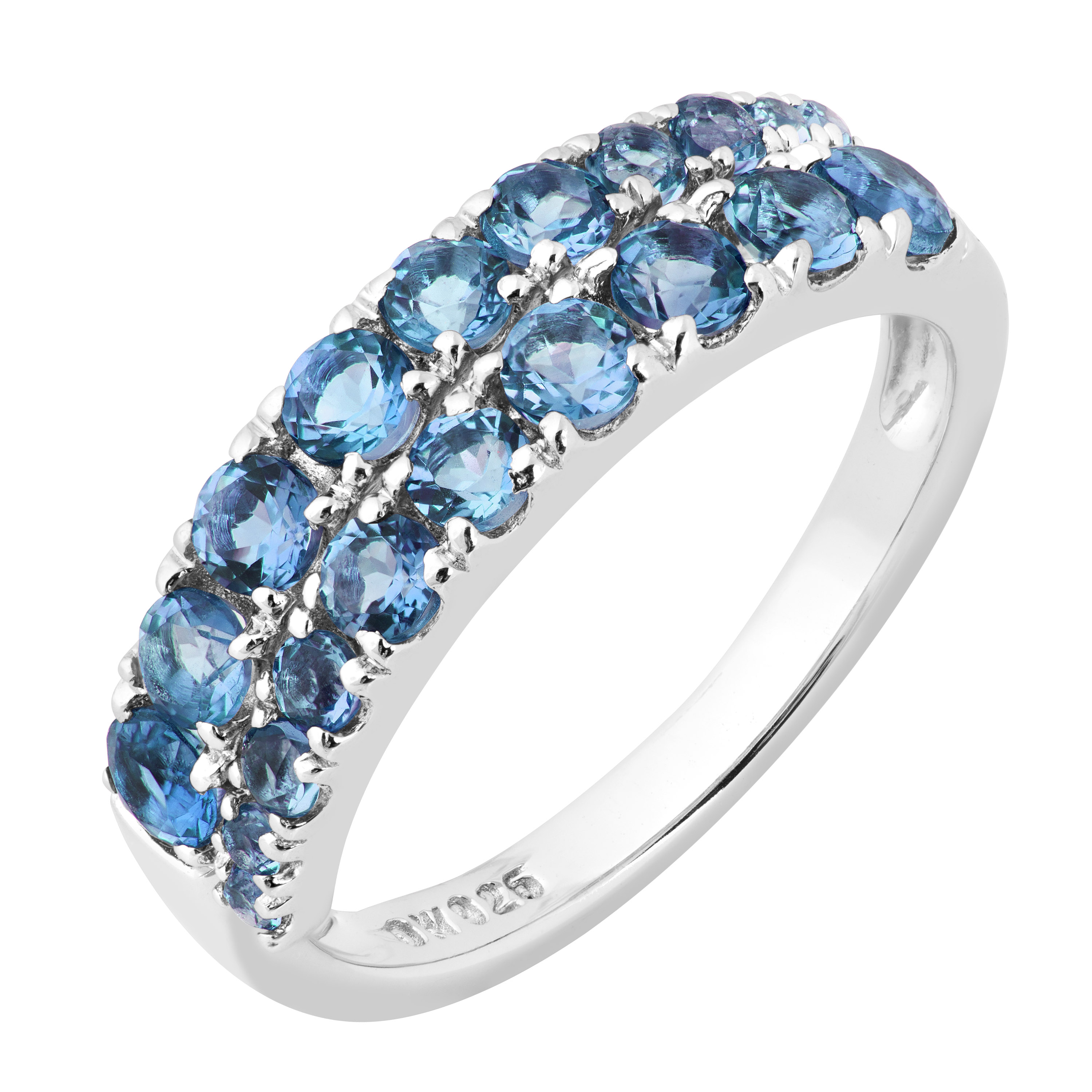 Swiss Blue Topaz Twisted Ring, Rhodium Plated Sterling Silver 