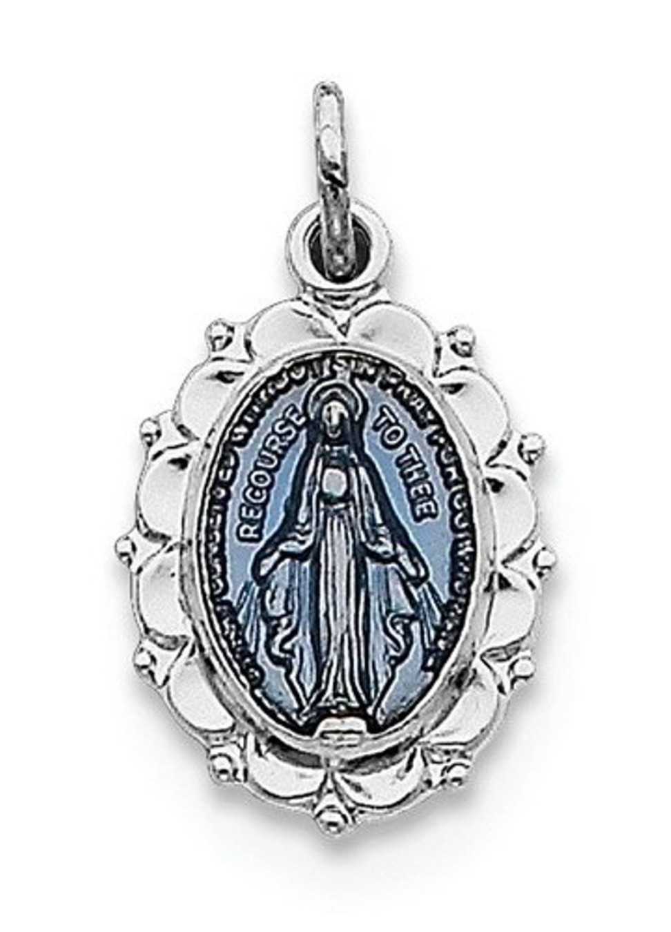 Rhodium-Plated Sterling Silver Miraculous Medal (19X10 MM)