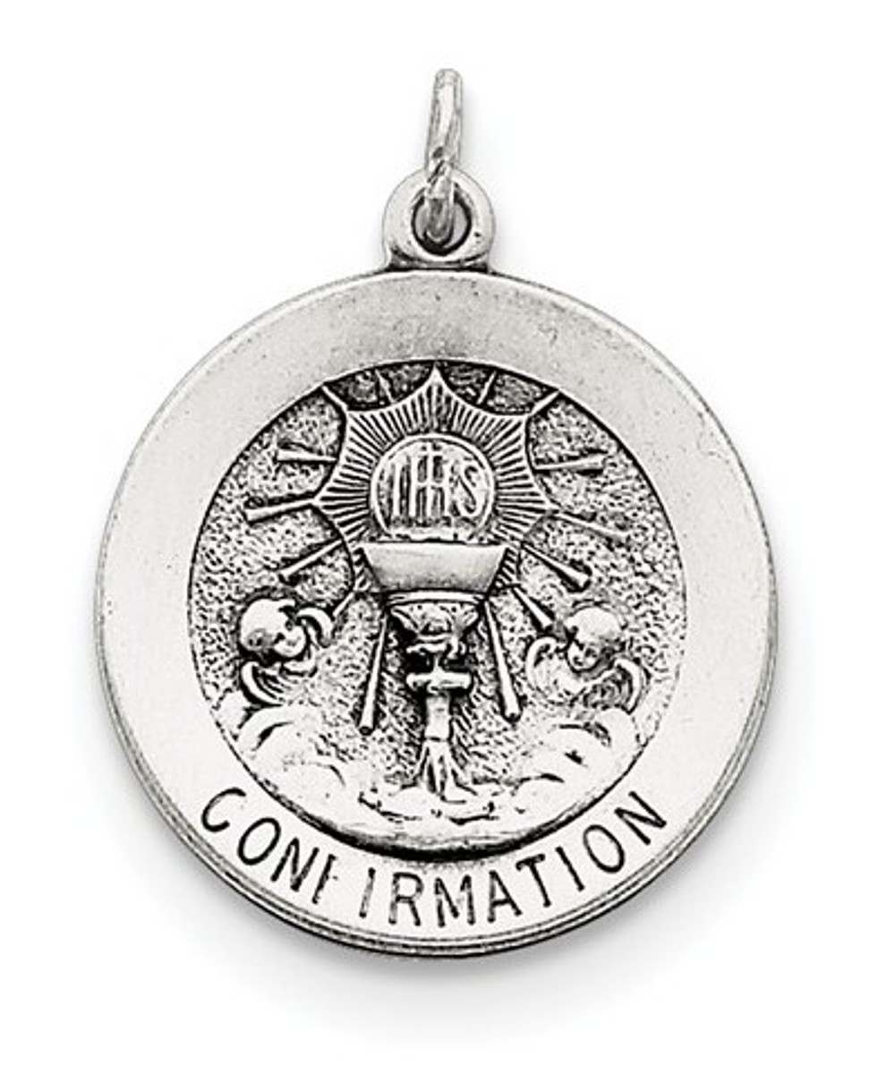 Sterling Silver Confirmation Medal Charm (20X18MM)
 img title=QC467