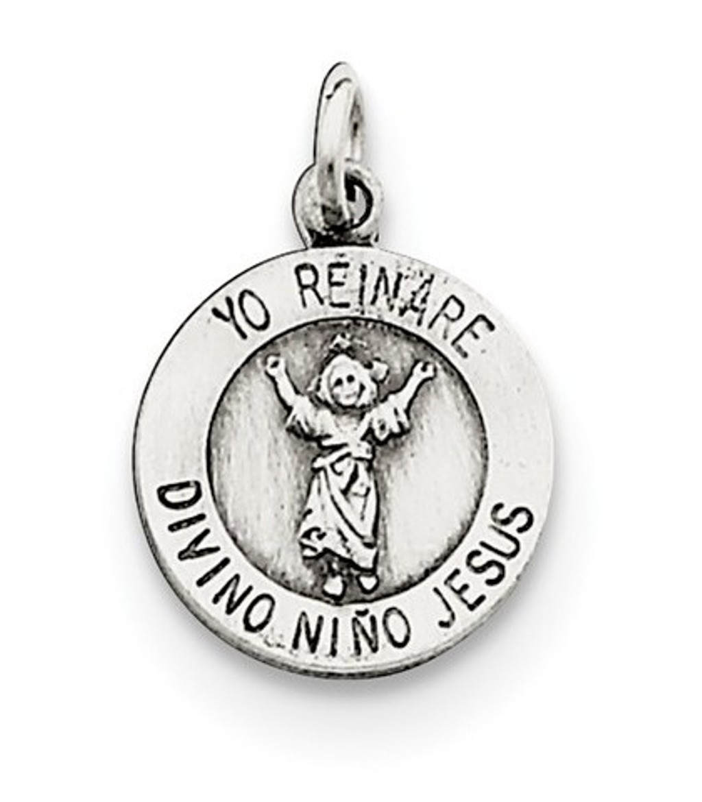 Sterling Silver Divino Nino Medal (Divine Infant Jesus) (26X18MM)