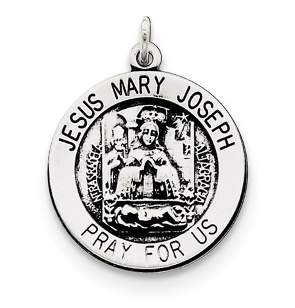Sterling Silver Antiqued Holy Family Medal