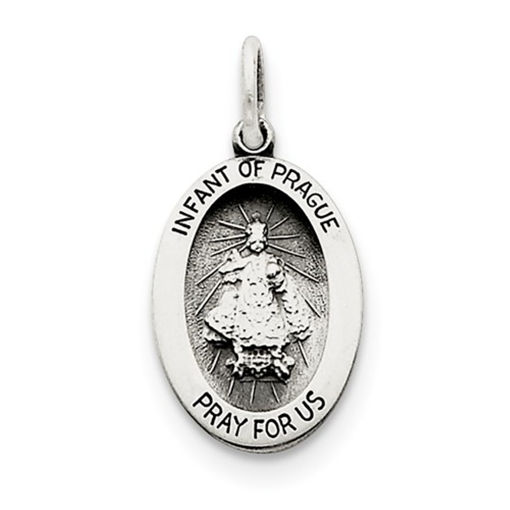 Sterling Silver Antiqued Infant Of Prague Medal