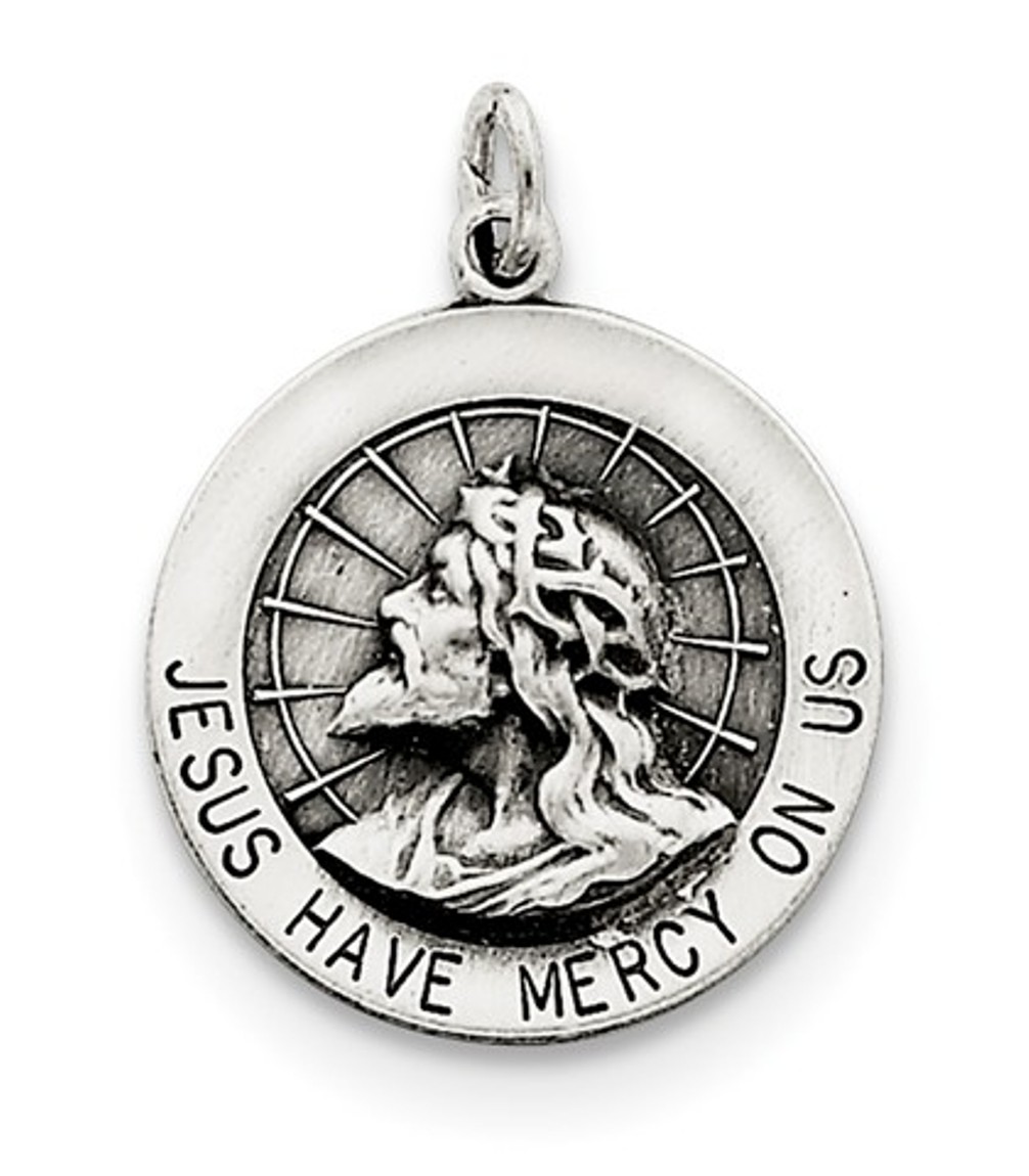 Sterling Silver Jesus Have Mercy Medal (23X18MM)