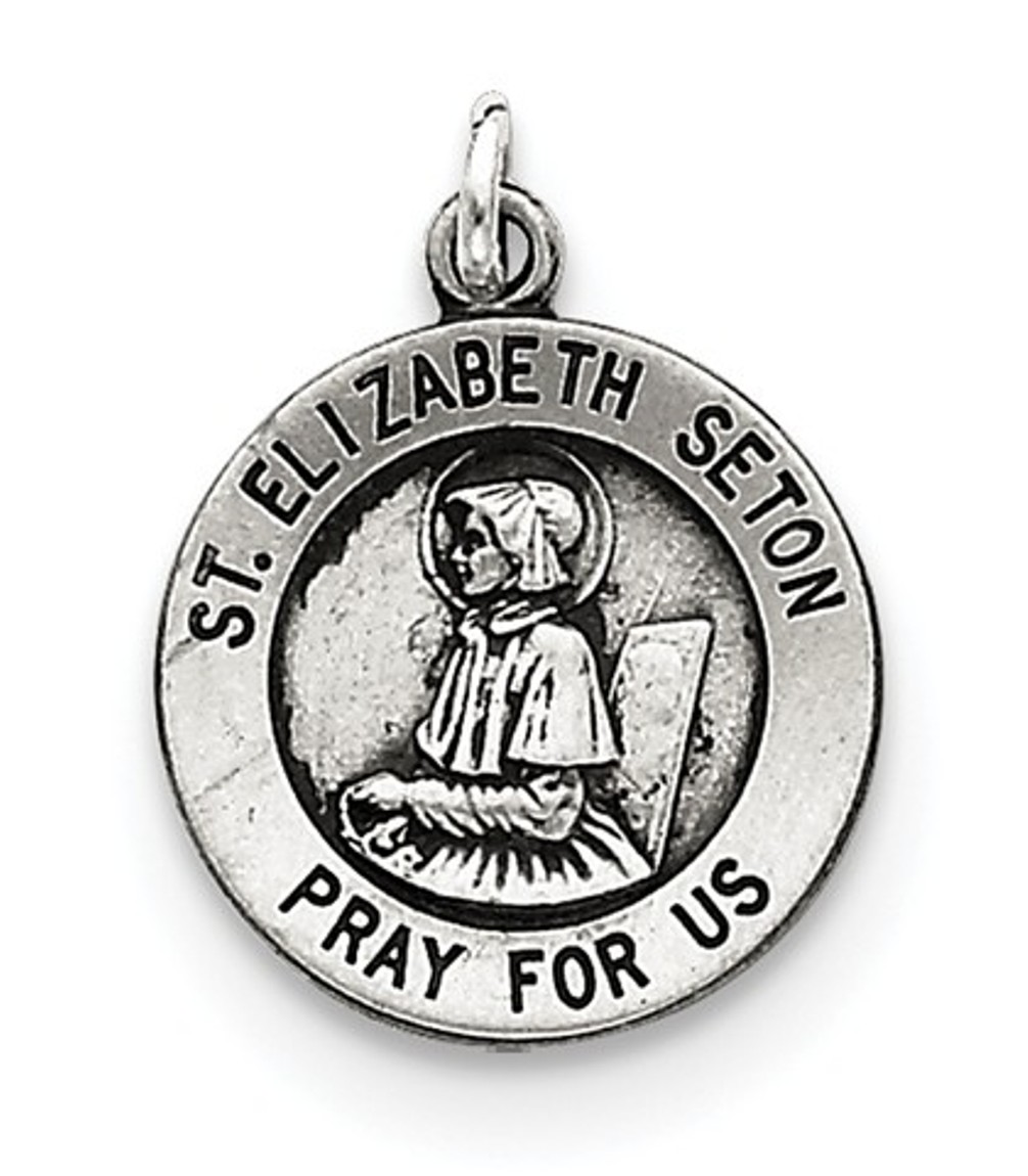 Sterling Silver Antiqued Saint Elizabeth Seton Medal