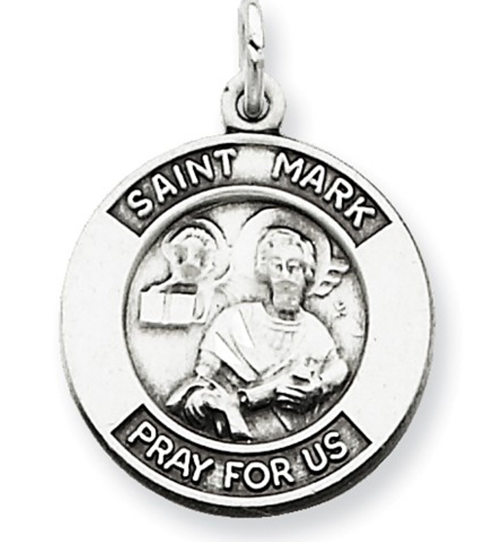 Sterling Silver Antiqued Saint Mark Medal