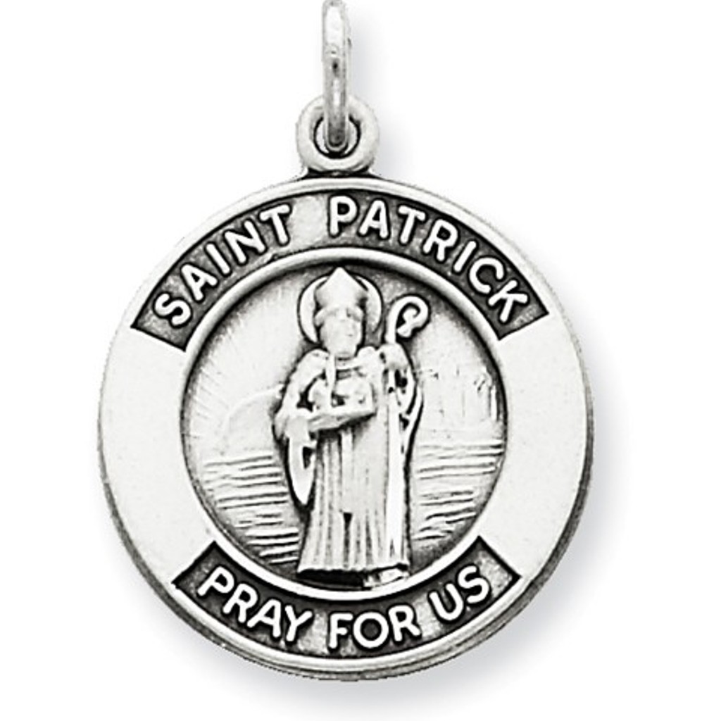 Sterling Silver Antiqued Saint Patrick Medal