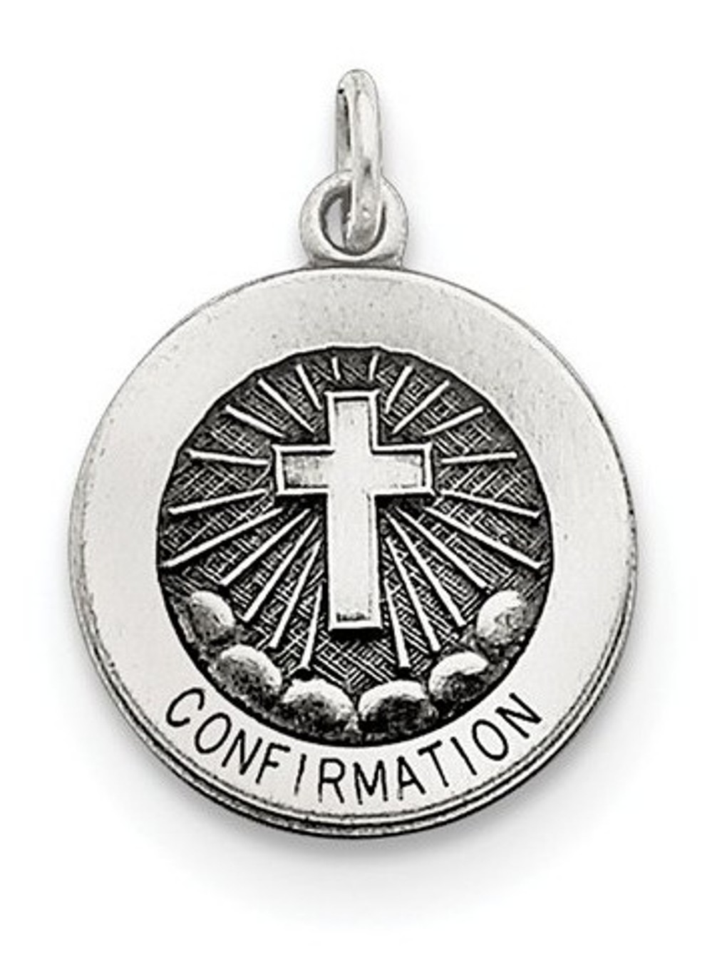 Sterling Silver Antiqued Confirmation Medal (17X15MM)
 img title=QC5903