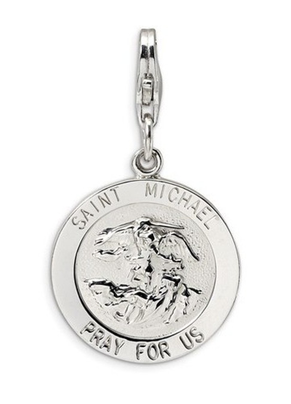 Sterling Silver Saint Michael Medal with Lobster Clasp Charm (31X15MM)