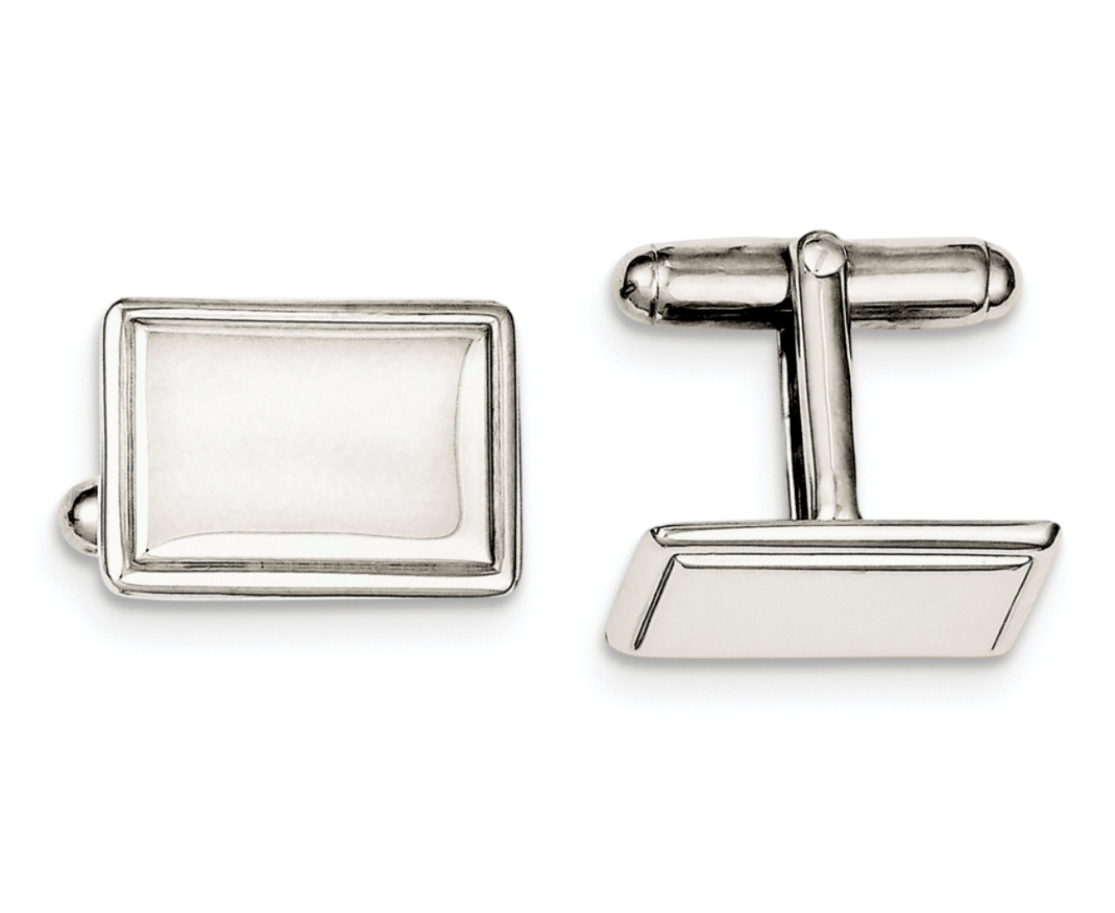 Sterling Silver Italian Rectangle Cufflinks