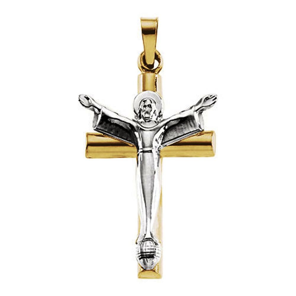 Crucifix 14k Yellow and White Gold Pendant