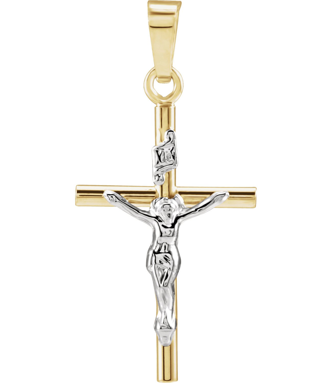 Crucifix 14k Yellow and White Gold Pendant