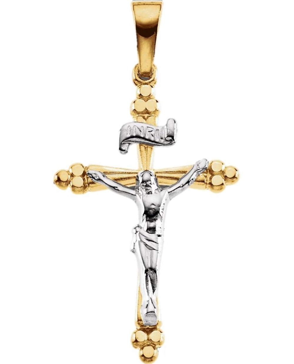 Crucifix 14k Yellow and White Gold Pendant