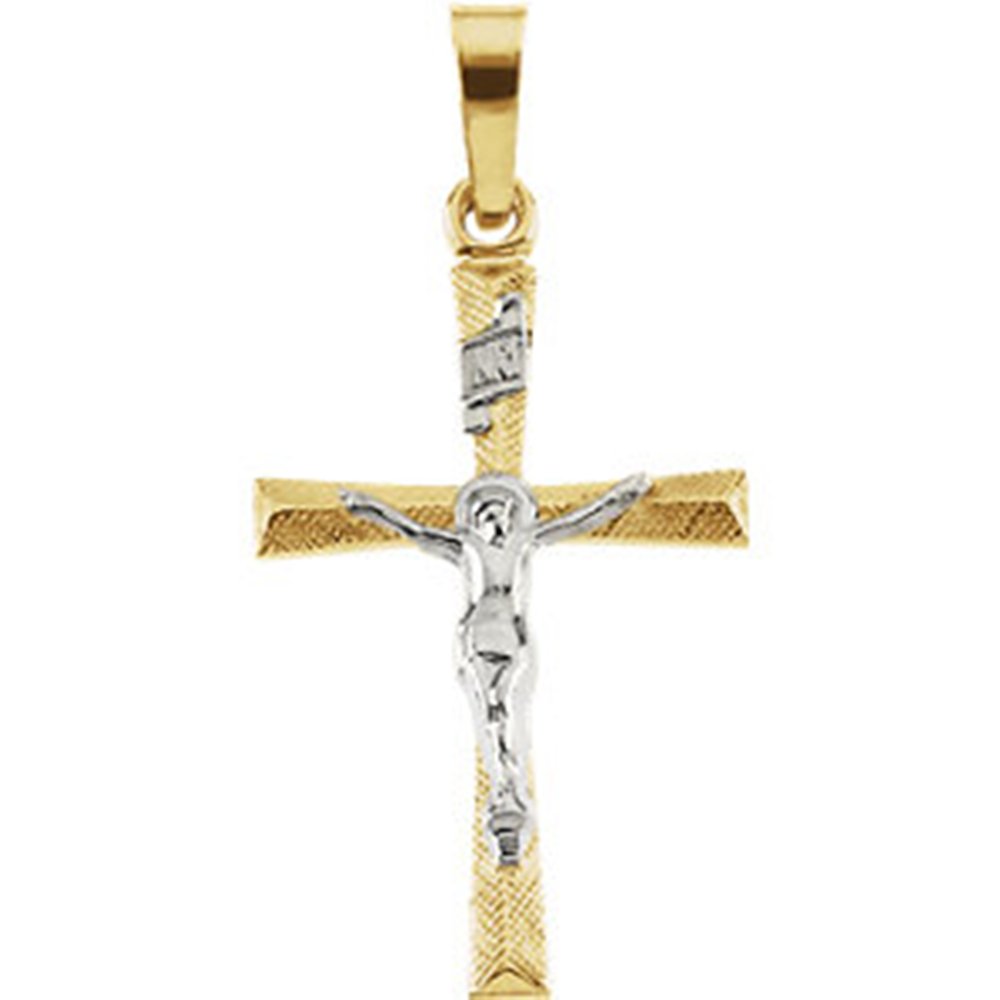 Crucifix 14k Yellow and White Gold Pendant