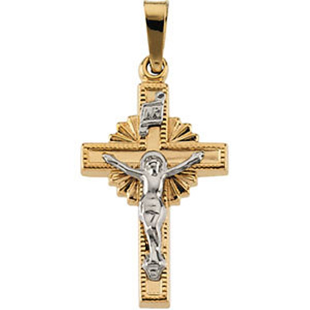 Crucifix 14k Yellow and White Gold Pendant