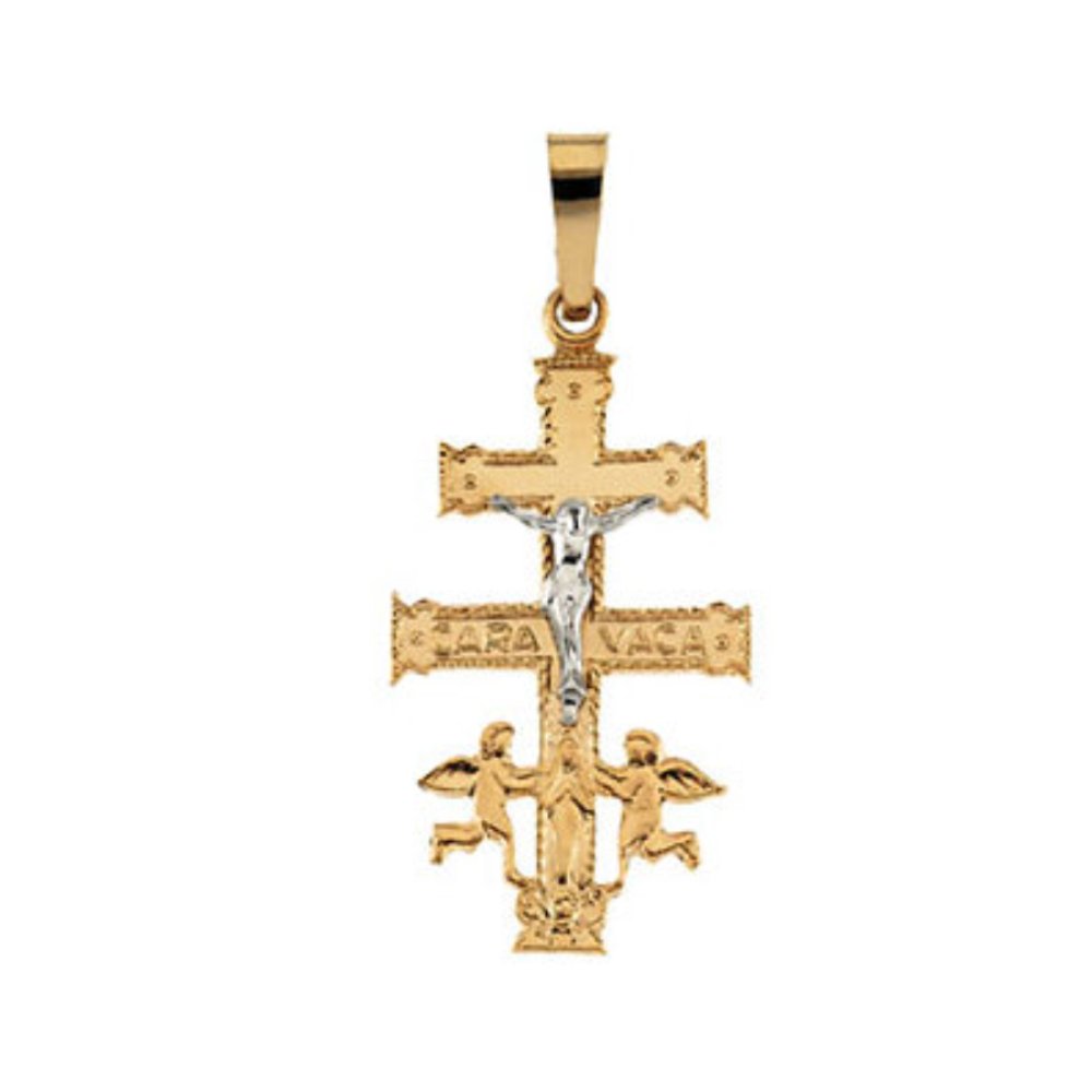 Crucifix 14k Yellow and White Gold Pendant