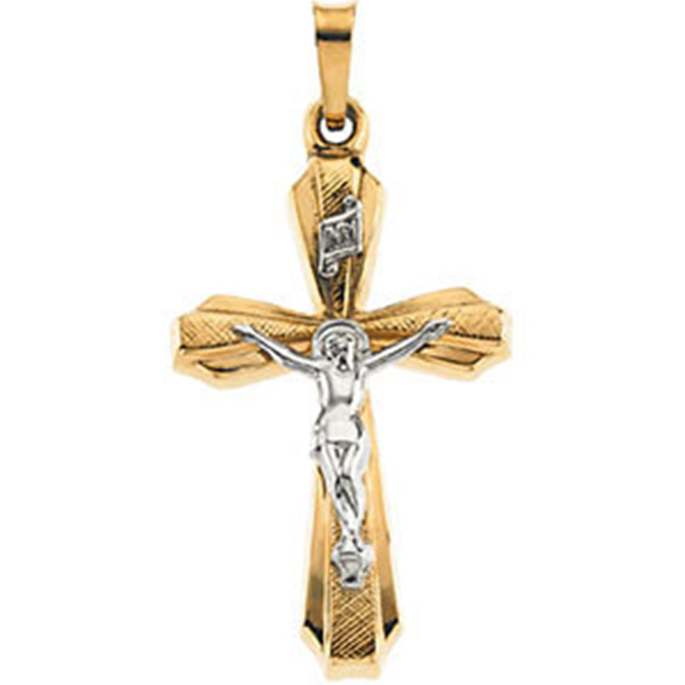 Crucifix 14k Yellow and White Gold Pendant