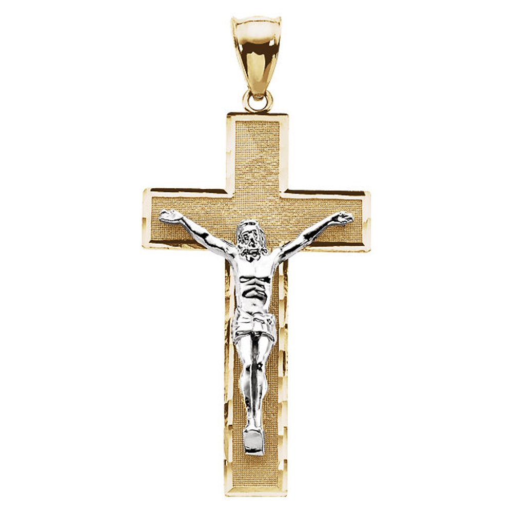 Crucifix 14k Yellow and White Gold Pendant