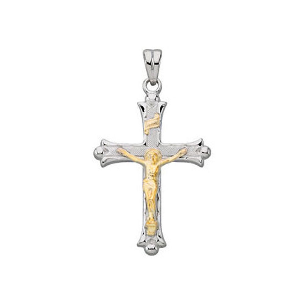 Crucifix 14k Yellow and White Gold Pendant