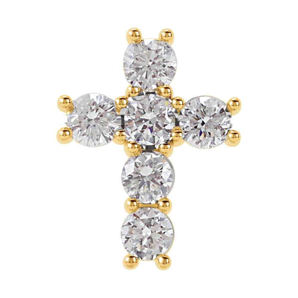 Diamond Cross Pendant, 14k Yellow Gold (Color G-H, Clarity I1). 