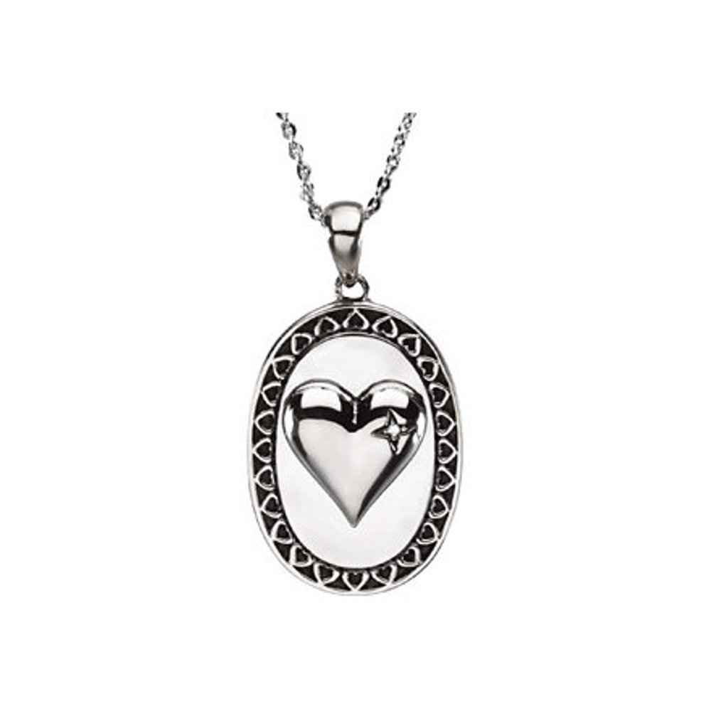 Love Rhodium-Plated Sterling Silver Pendant Necklace 