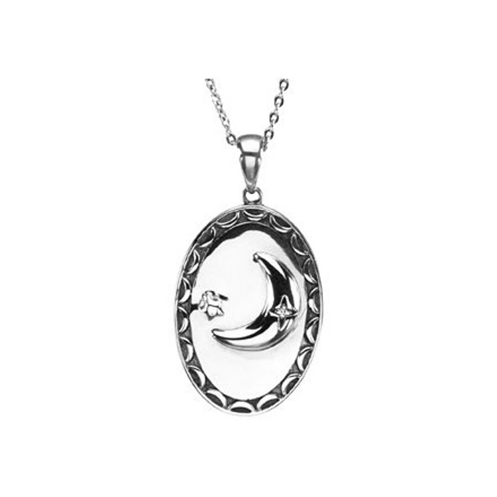 Diamond 'I Love You' Rhodium-Plated Sterling Silver Pendant 