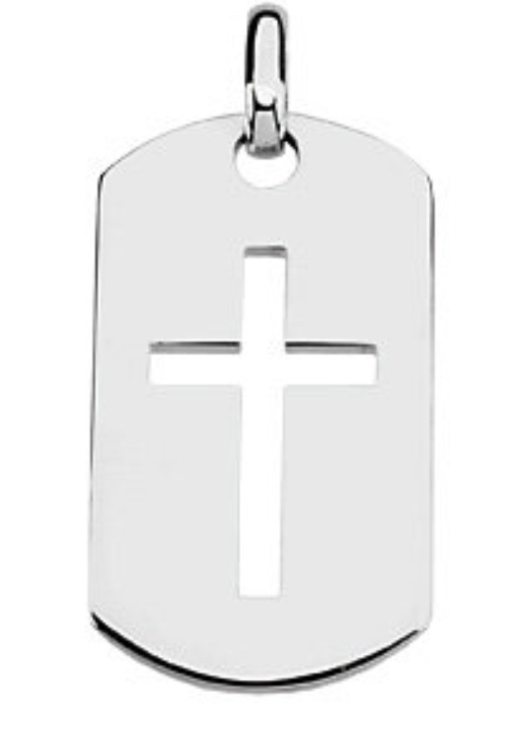 Dog Tag Pendant, 14k White Gold