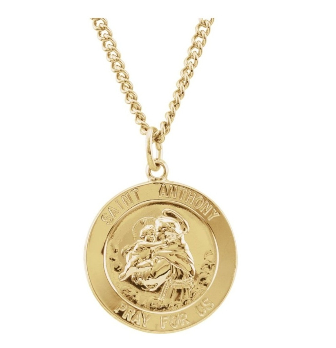 24k Gold Plated Sterling Silver St. Anthony Pendant Necklace, 24