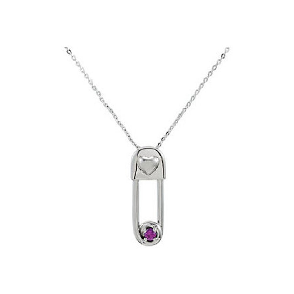 Synthetic Amethyst 'Safe in My Love' February Birthstone Pendant Necklace