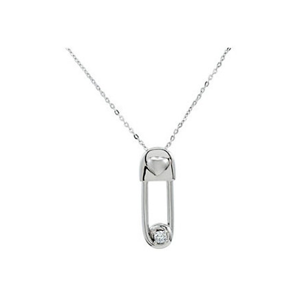 Synthetic White 'Safe in My Love' April Birthstone Pendant 