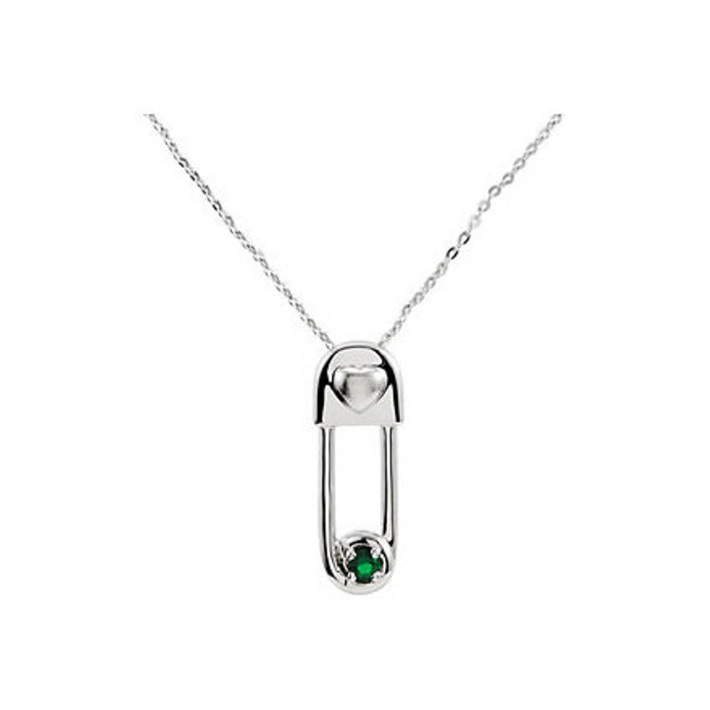 Synthetic Emerald 'Safe in My Love' May Birthstone Pendant