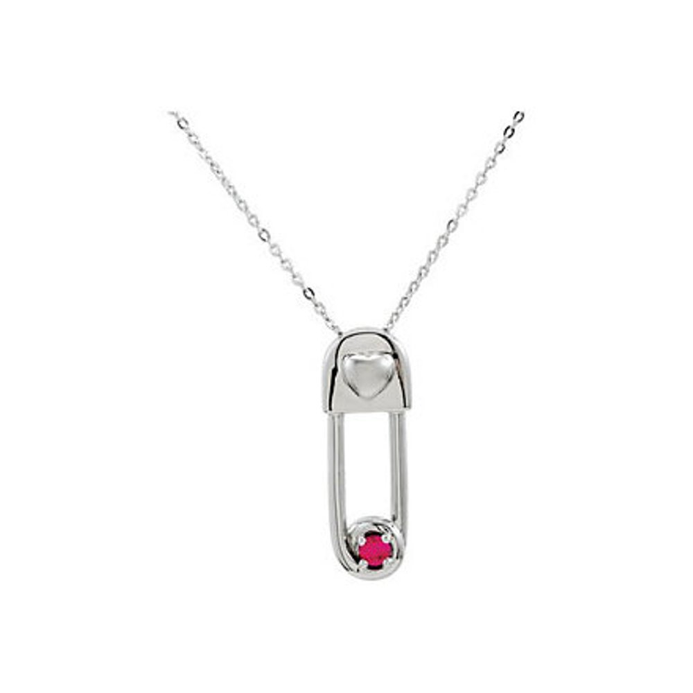 Synthetic Ruby 'Safe in My Love' July Birthstone Pendant Necklace