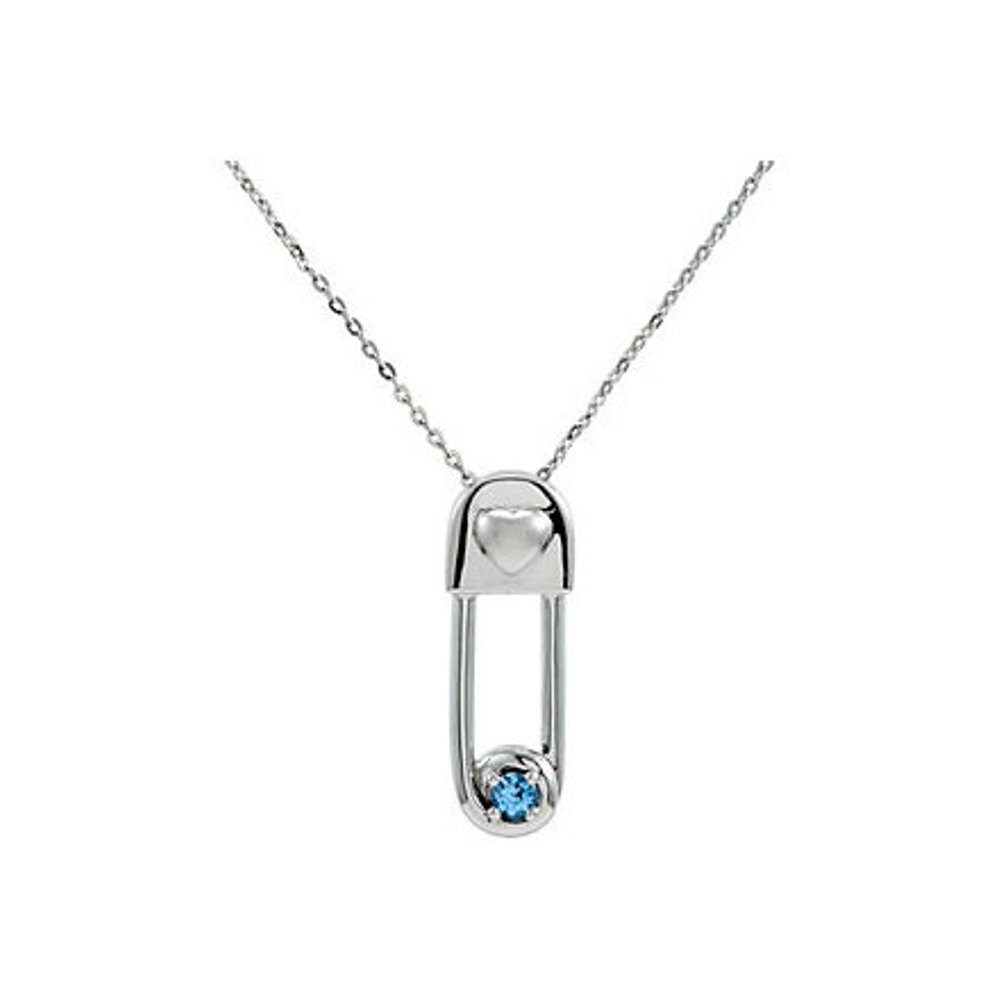 Synthetic Blue Zircon 'Safe in My Love' December Birthstone Pendant  