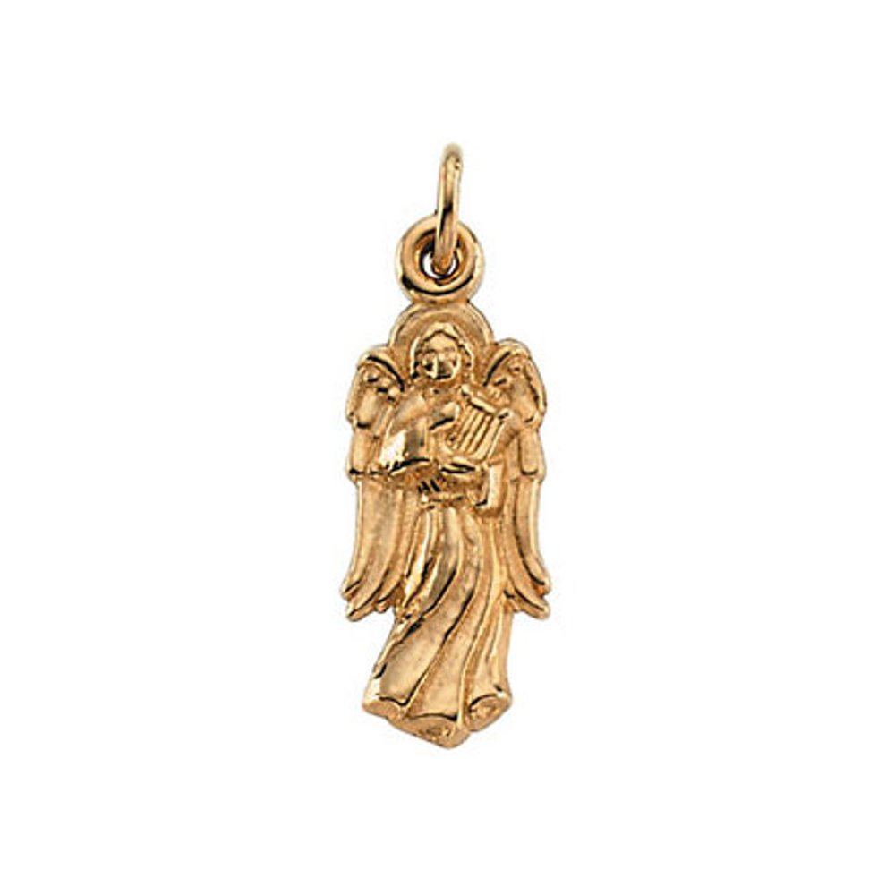 Angel with Harp 14k Yellow Gold Pendant 