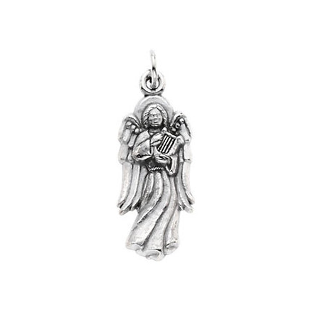 Angel with Harp Sterling Silver Pendant 