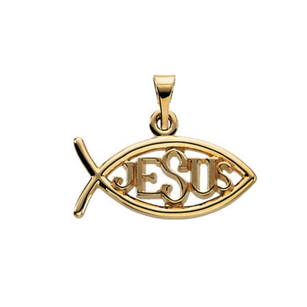 Ichthus with 'Jesus' 14k Yellow Gold Pendant  