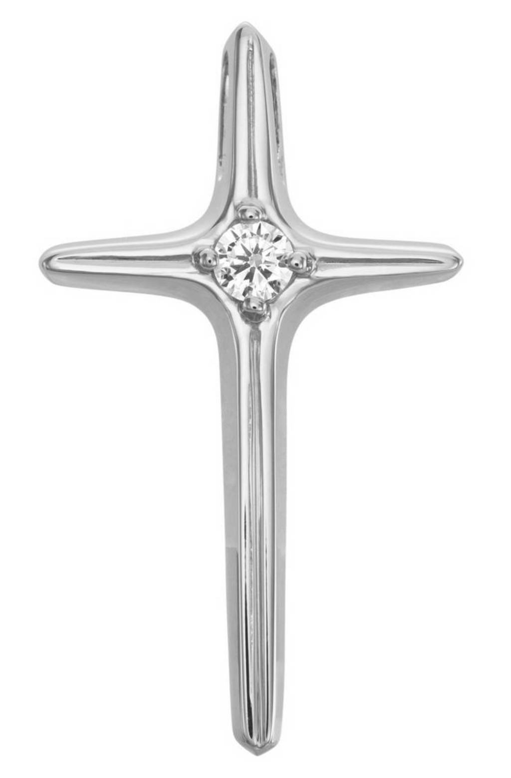 Diamond Cross Pendant, 14k White Gold
