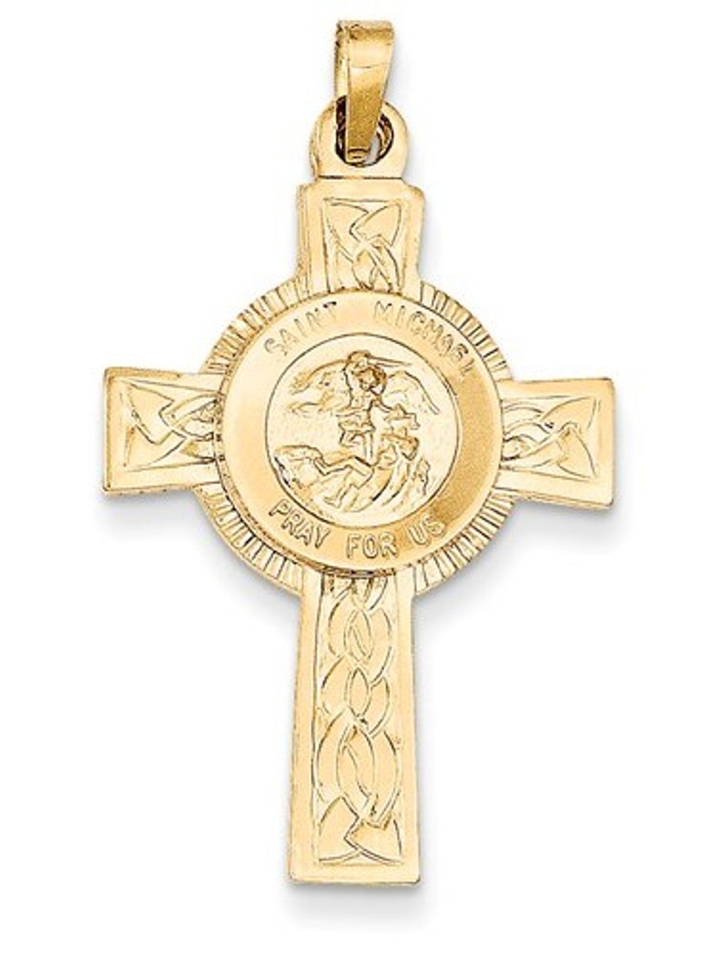 14k Yellow Gold St. Michael Medal Pendant (37X21MM)