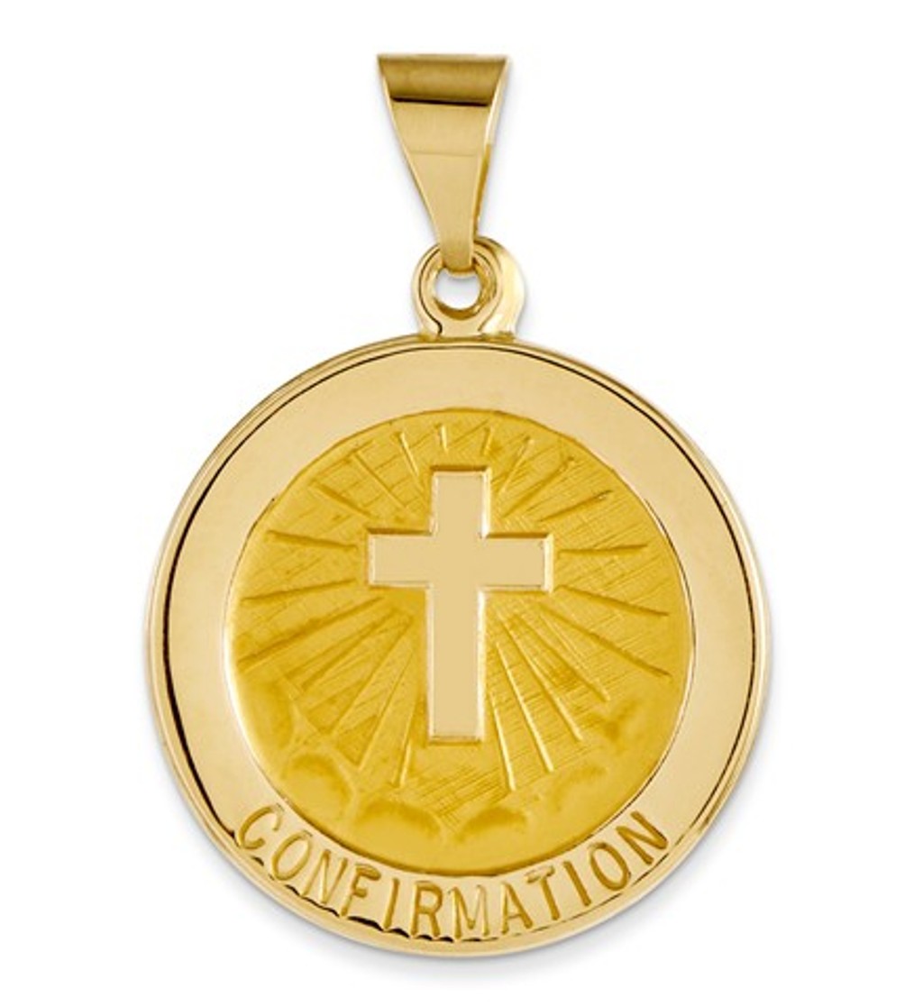 14k Confirmation Medal Round Pendant